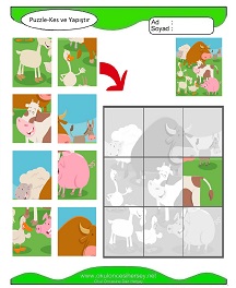 Puzzle Kes Yapıştır Çalışma Sayfaları